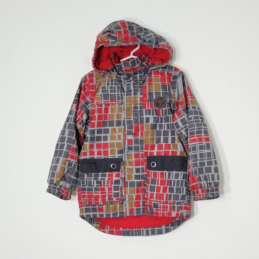 🛍Tag Geometric Spring Block Print Multicolored Hooded Fall Jacket Zipper Size 4
